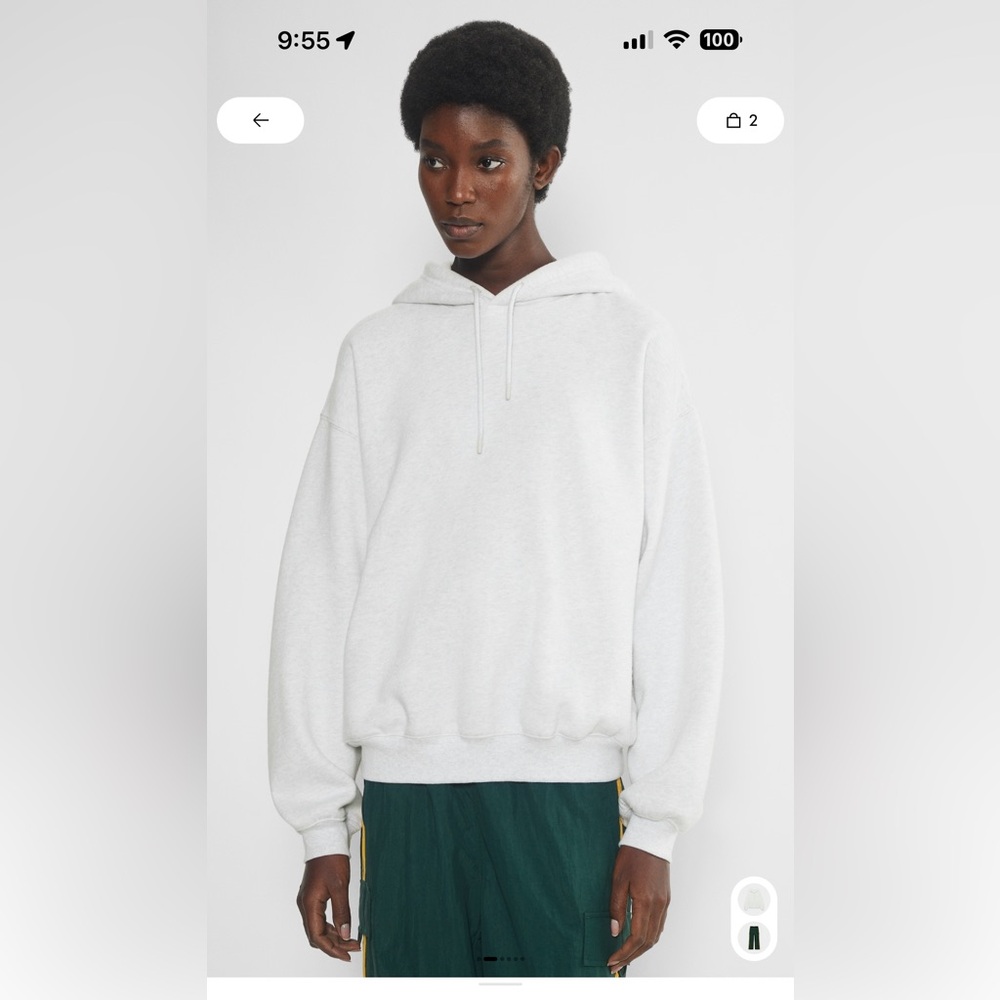 Aritzia Cloud White CozySweatFleece Mega Drop Shoulder Hoodie
